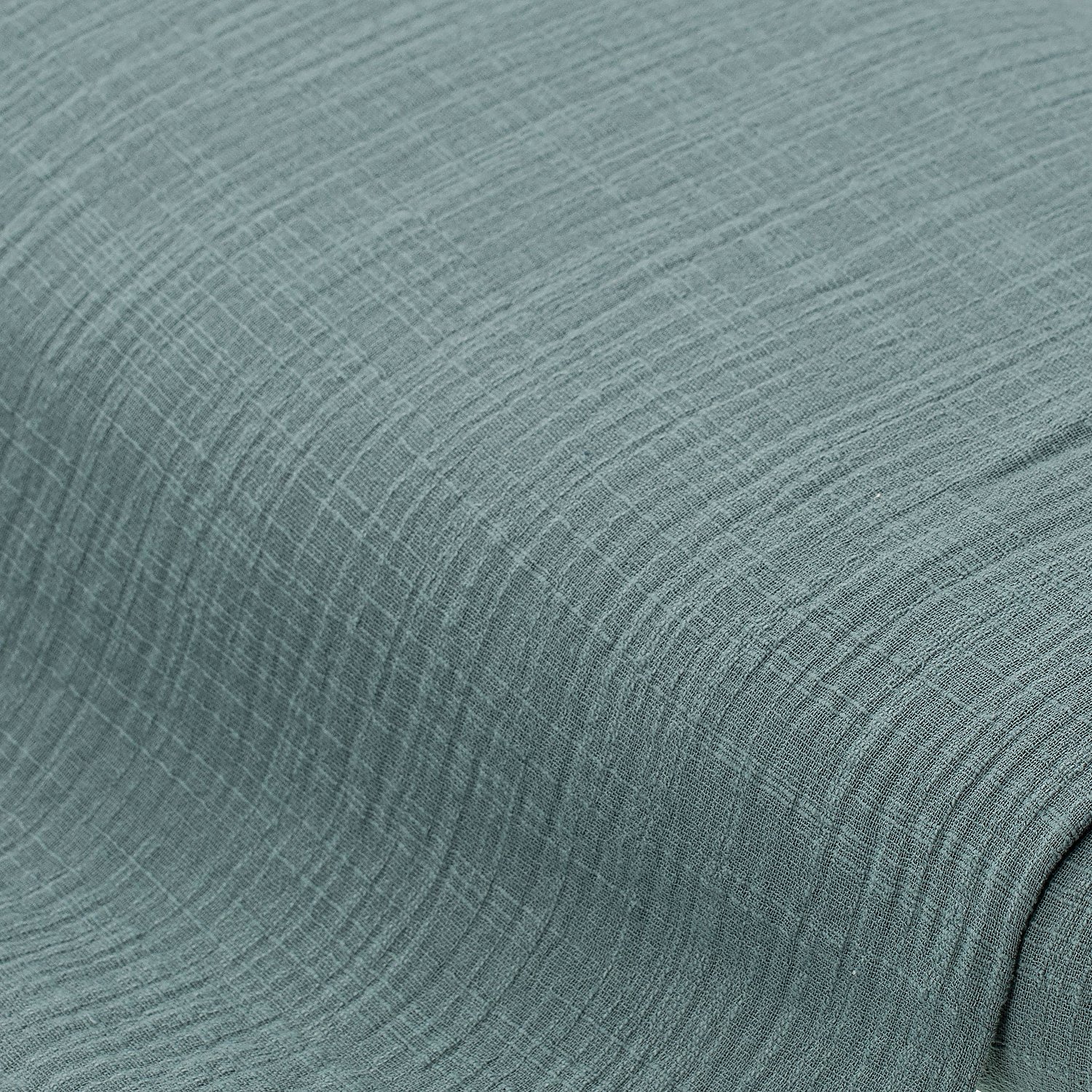 Tissu mousseline/double gaze "aspect lin", bleu