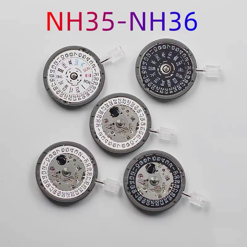 Nh36/nh35 Bewegung Einzel-und Doppel kalender automatische mechanische nh36a/nh35a Bewegung weißer Hintergrund schwarzer Hintergrund Image