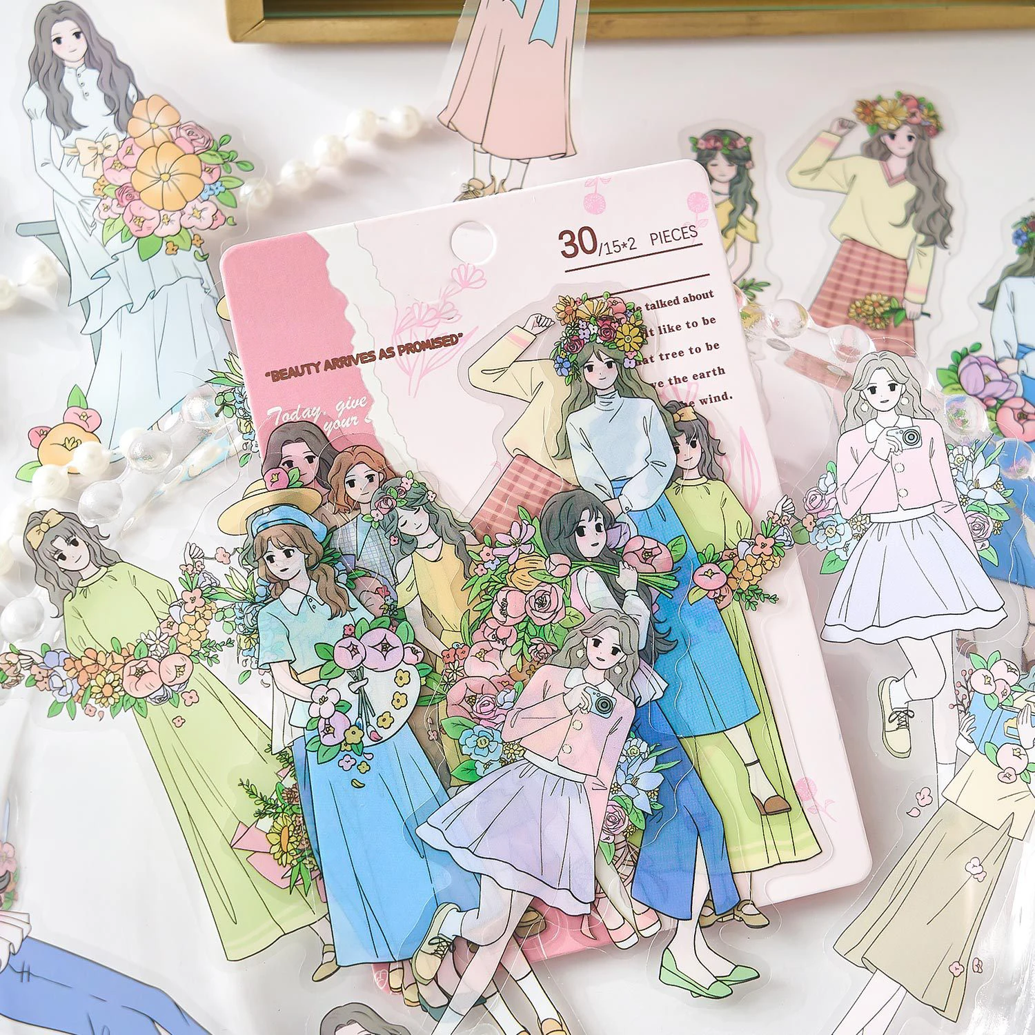 30 teile/paket PET Aufkleber Blumen Materialien DIY Scrapbooking Dekor Junk Journal Collage Schreibwaren Aesth Aufkleber Image
