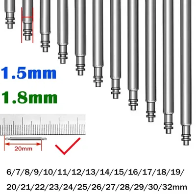 V4 Watch Band Spring Bar Pin 1.5 1.8mm Dia 6 7 8 9 10 11 12 13 14 15 16 17 18 19 20 21 22 23 24 25