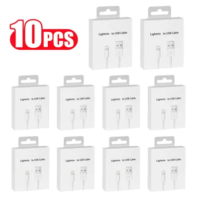 10 PCS USB Cable for iPhone 8 7 6 14 Plus X XR XS Max 11 12 13 Pro SE Fast Charging Cord USB Data Charger Cable With Retail Box