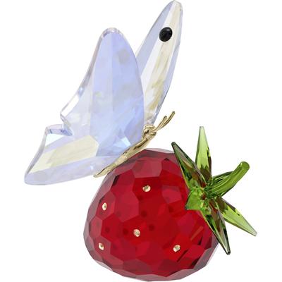 Dekofigur SWAROVSKI "Kristallfigur Sammelfigur Idyllia Schmetterling und Erdbeere", bunt (rot, grün, goldfarben, kristallweiß, schwarz), Dekofiguren, B/H: 3cm x 51cm, Schmetterling und Erdbeere, Swarovski Kristall, Metall, Swarovski Kristall, B:3cm... Image