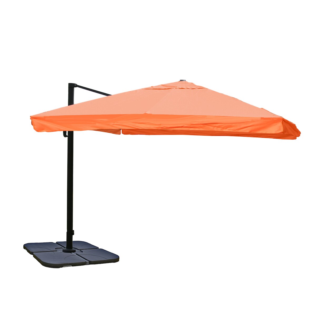 Mendler Ampelschirm HWC-A96, Sonnenschirm Gastronomie 3x3m (Ø4,24m) Polyester/Alu 23kg ~ Flap, terracotta mit Ständer Image