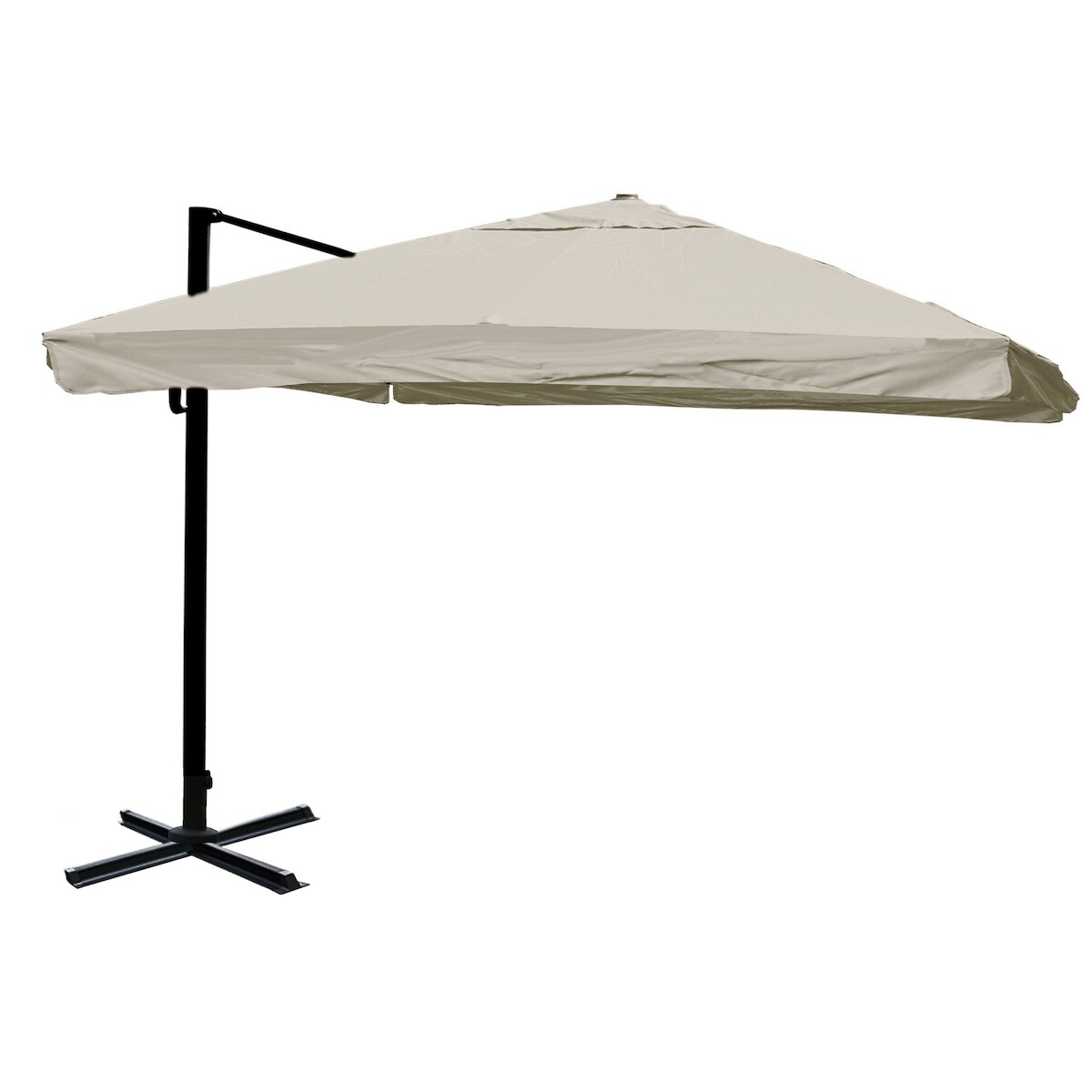 Mendler Gastronomie-Ampelschirm HWC-A96, Sonnenschirm, 3x4m (Ø5m) Polyester/Alu 26kg ~ Flap, creme-grau ohne Ständer, drehbar Image