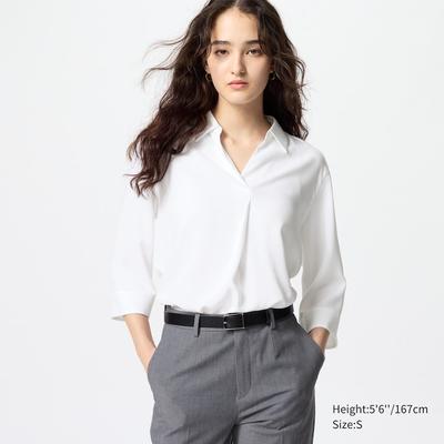 Uniqlo - Rayon Skipper Collar Blouse - White - XL