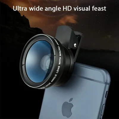 2 in1 Fisheye Lens Wide Angle Macro Camera Lens for iPhone 14 13 2IN1 Macro Fish Eye Len for Smartphone Lenses with Phone Clip