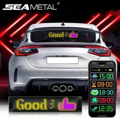 SEAMETAL Flexible Car Led Matrix Panel DIY Programmable Scrolling LED Sign Bluetooth App Control Car Rear Window Decorative Lamp