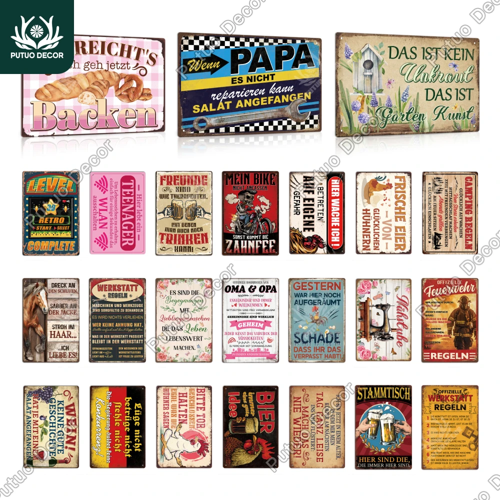 Putuo Decor 1 Stück deutsches Vintage-Metallblechschild, Wandkunst, Deko, Familie, Bauernhaus, Bauernhof, Ranch, 7,9 x 11,8 Zoll Geschenk Image