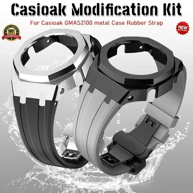 Mod Kit für Casioak GMAS2100 Edelstahl Metallgehäuse Gummiband für Mod Kit GMA-S2100 4thGen Ersatz Shoc K Zubehör Image
