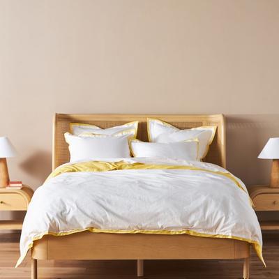 Anthropologie Bedding | Duvet + Pillow Covers Tipped Contrast Percale Duvet Cover Yellow & White | Color: White/Yellow | Size: Calking