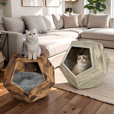 White Oak 25.98'' Modern Pet Furniture Cat Kennel Side Table, Multi-Purpose Furniture