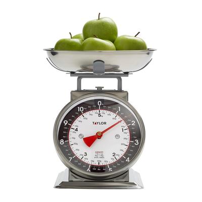 Taylor Mechanical Kitchen Weighing Food Scale Weighs up to 11lbs, Stainless Steel