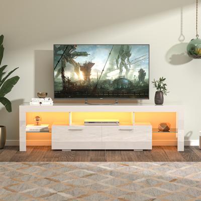 TVstand,EntertainmentCenter,TVstationTV console,media console,with LEDlight belt,light belt remote control,toughenedglassshelf