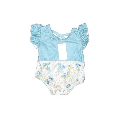 Short Sleeve Onesie: Blue Bottoms - Size 0-3 Month