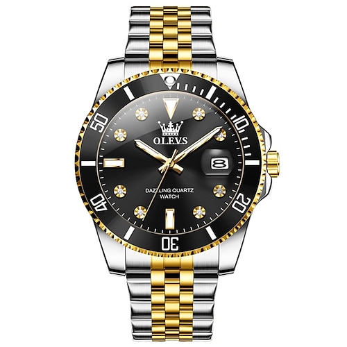 Montre à quartz OLEVS pour hommes montre-bracelet de sport en plein air mode calendrier lumineux décoration étanche montre en acier cadeau pour la fête des pères