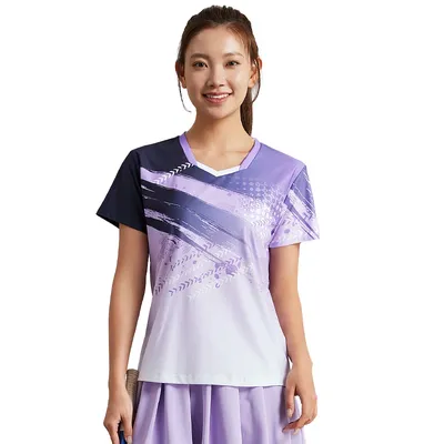 Badminton Jerseys Uniforms PingPong Women Short Sleeve Tennis Sportswear Team Competition Training