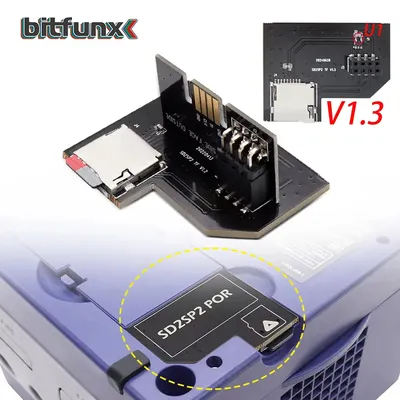 BitFunx TF MicroSD Card Adapter SD2SP2 POR For Nintendo Gamecube NGC NTSC Serial Port 2- Gold HQ