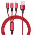 Cavo di ricarica multiplo Da USB A a Tipo C/Micro/IP 2.1 A Cavo di ricarica Nylon intrecciato Duraturo 3 in 1 Per Xiaomi Huawei iPhone Appendini per cellulare
