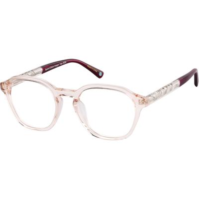 Zenni Geometric Glasses Pink Plastic Full Rim Frame