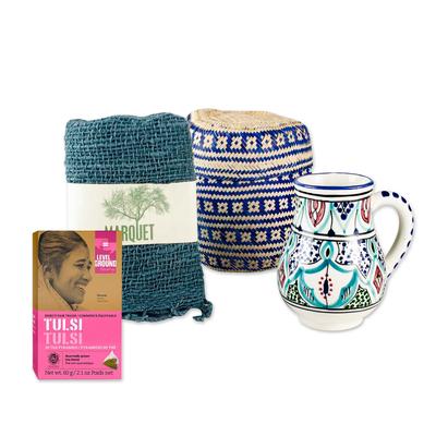 Delightful Treasures,'Curated Gift Box with Handpainted Mug for Tea Lovers'