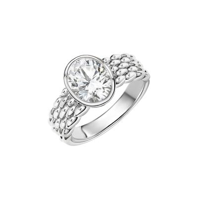 Fingerring ZEEME "925/- Sterling Silber rhodiniert Zirkonia" Gr. 60, weiß (weiß, weiß), Fingerringe, Damen, 060 (19,1), Silber 925 (Sterlingsilber) Image