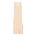 Strickkleid S.OLIVER, Damen, Gr. 40, N-Gr, beige (sand), Strick, Obermaterial: 60% Baumwolle, 40% Polyester, unifarben, leicht transparent, sexy, figurbetont knöchellang, V-Ausschnitt, ohne Ärmel, Kleider, in Maxilänge, leicht transparentes Strandkleid