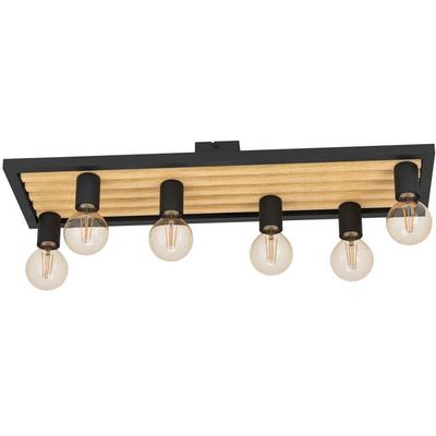 EGLO Deckenleuchte "CONSETT", braun (schwarz, braun), H: 11,50cm, Lampen, Deckenleuchte, FSCM70HB, schwarzes Stahl und Holz, E27 Fassung Image