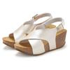 Sandalette LASCANA "Sommerschuh", Damen, Gr. 40, beige (creme), Obermaterial: 100% Lederimitat. Futter: 100% Textilmaterial. Decksohle: 100% Rindsleder. Laufsohle: 100% Synthetik, glänzend, metallic, feminin, Schuhe, Sommerschuh mit Keilabsatz und...