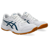 Hallenschuh ASICS "UPCOURT 6", Gr. 47, blau (weiß, vintage indigo), Textil, Synthetik, sportlich, Schuhe, für Hallensport