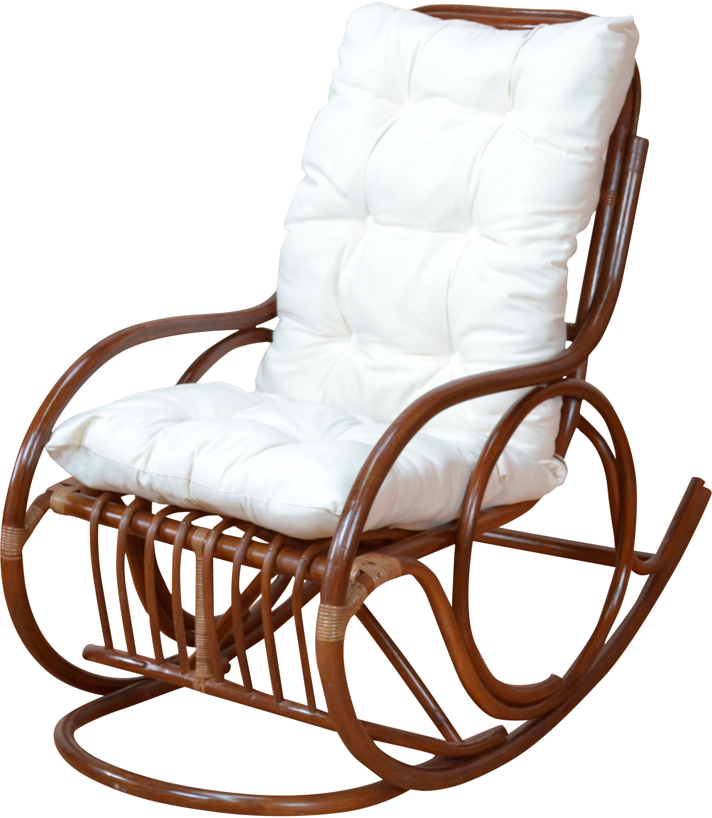 Schaukelsessel, braun, B:62cm H:97cm T:118cm, Bezug 100% Polyester, HOFMANN LIVING AND MORE, Sessel, Handgeflochten