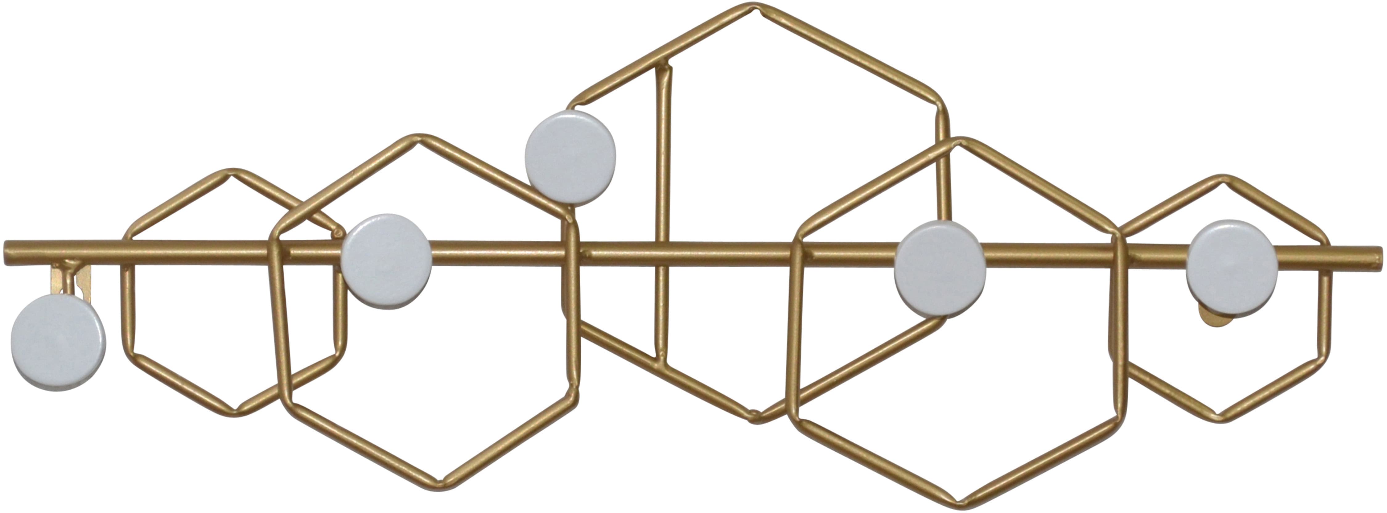 Garderobenhaken, gold (goldfarben), B:55cm H:21cm T:7cm, Metall, HOFMANN LIVING AND MORE, Garderobenhalter, Garderobenhaken, Wandgarderobe