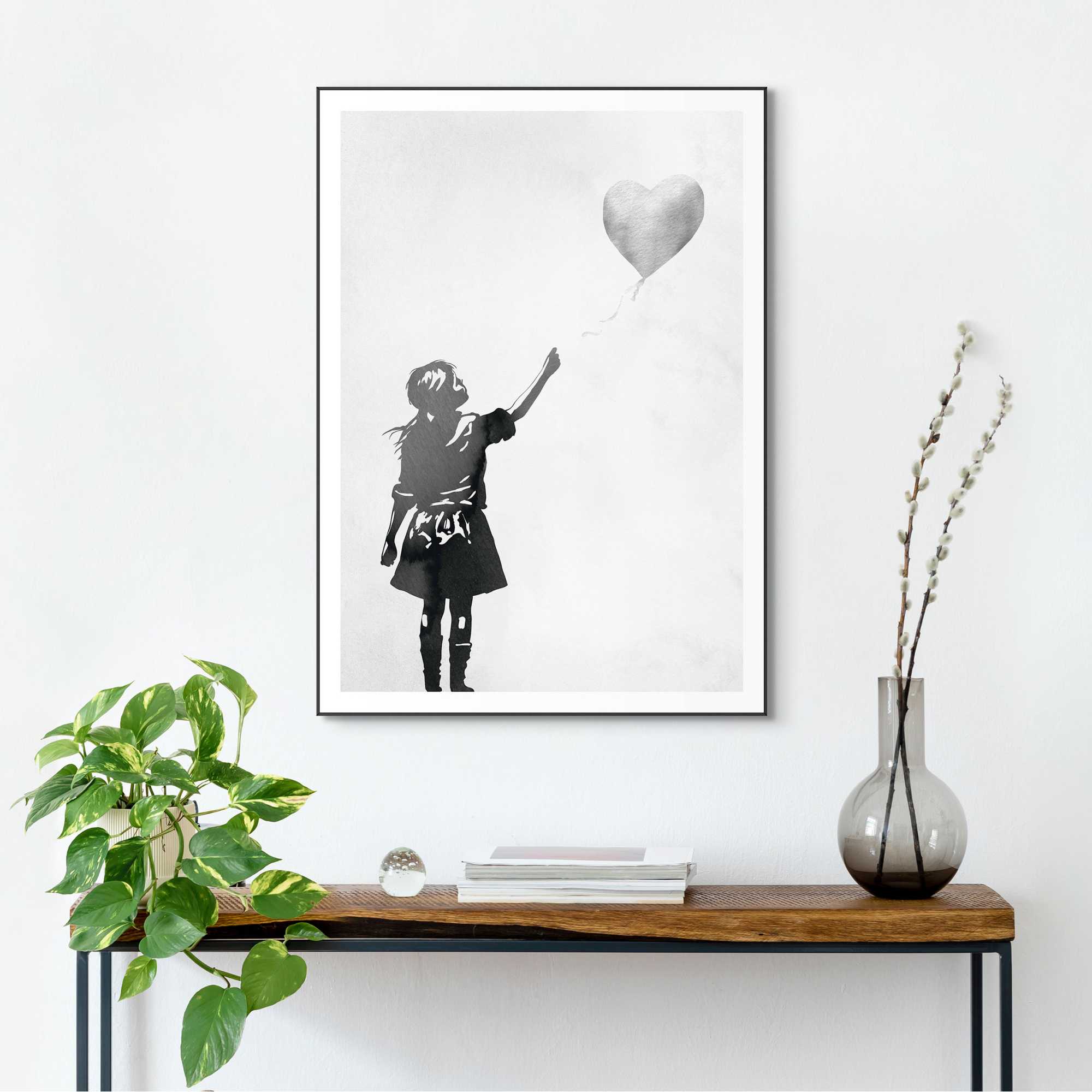 Bild mit Rahmen REINDERS "Balloon Girl", schwarz (farbe bild(er): schwarz), B:50cm H:70cm T:1,6cm, Holzwerkstoff, Bilder Image