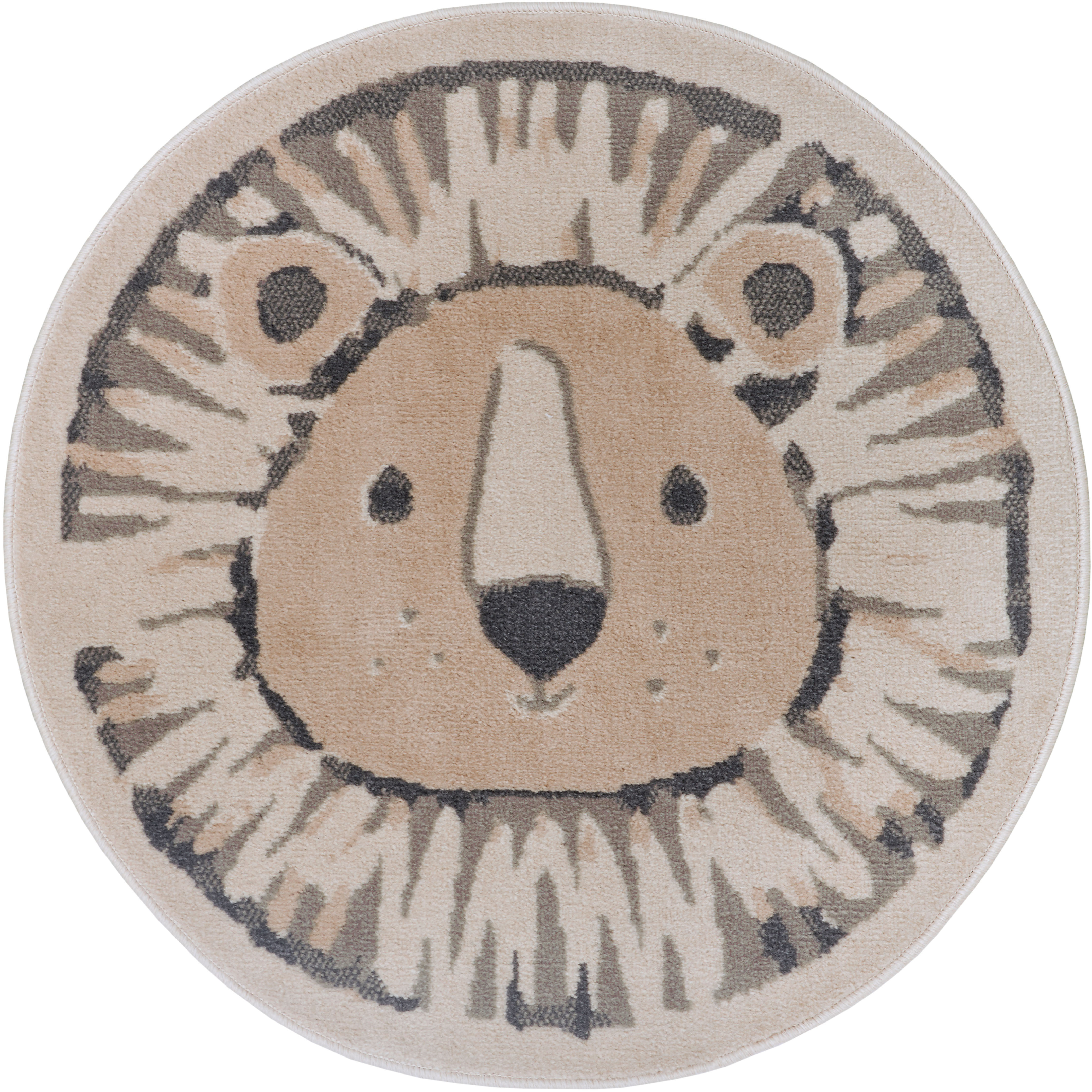 Kinderteppich HANSE HOME "Adventures Lion", beige (creme,grau), H:8mm Ø:140cm, Polypropylen, Teppiche, Kinderteppich, Spielteppich, fest, Kinderzimmer, Kurzflor, Spielunterlage