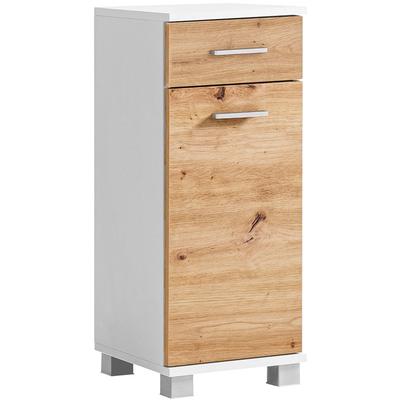 Seitenschrank WELLTIME "Palermo, Breite 30 cm", weiß (mattweiß, artisaneichefarben), B:30,3cm H:75,3cm T:32,6cm, FSC-zertifizierter Holzwerkstoff, Schränke, Wechselbarer Türanschlag, Metallbeschläge Image