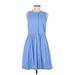J. by J.Crew Casual Dress - Shirtdress Collared Sleeveless: Blue Dresses - Women's Size 6