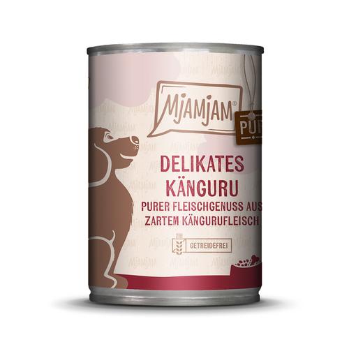 12x 400g MjAMjAM purer Fleischgenuss delikates Känguru pur Hundefutter nass