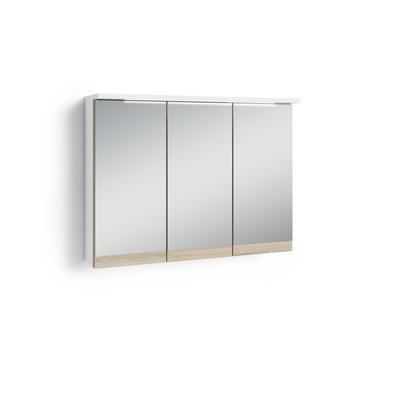 Bad-Spiegelschrank mit Beleuchtung und Steckdose, B 80 cm, schneeweiß