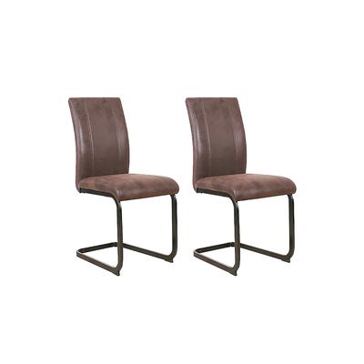 2er Set Stühle mit Vintage-Bezug, Gestell Metall schwarz, braun