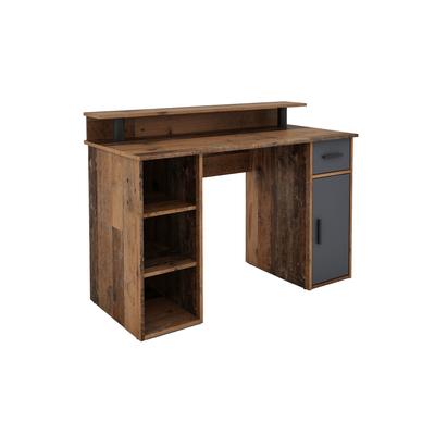 Schreibtisch mit 1 Schublade, 1 Tür, 3 offene Fächer, B 120 cm, braun