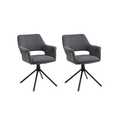 2er Set Stühle aus Webstoff, Sitzschale 360° drehbar, grau
