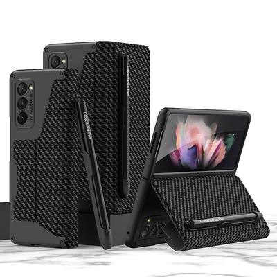 Phone Case For Samsung Galaxy Z Fold 6 Z Fold 5 Z Fold 4 Z Fold 3 Full Body Case Pencil Holder Dustproof Kickstand Solid Colored Armor PU Leather Father's Day Gifts