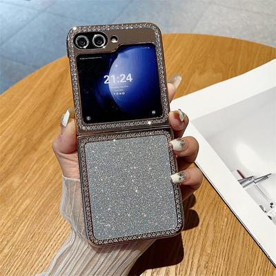 Phone Case For Samsung Galaxy Z Flip 6 Z Flip 5 Back Cover Bling Glitter Shiny Shockproof PC