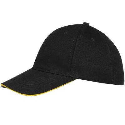 SOLS Unisex Büffel 6 Panel Baseballmütze (schwarz/gelb) Image
