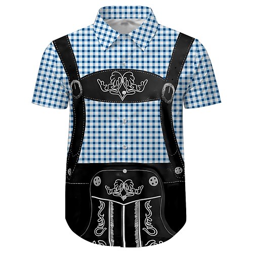 Bier Lederhosen-Print Hawaii-Hemden Aloha-Hemd Druck Grafik Für Herren Erwachsene Karneval Oktoberfestbier 3D-Druck Urlaub Party