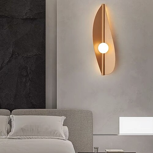 LED-Innenwandleuchte, warmweiß, 5 W, Glas-Wandleuchte aus der Mitte des Jahrhunderts, halbmondförmiges Finish, Wandmontage, Innendekor-Wandleuchte für Wohnzimmer, Esszimmer, Schlafzimmer, Flur, Bar, Image