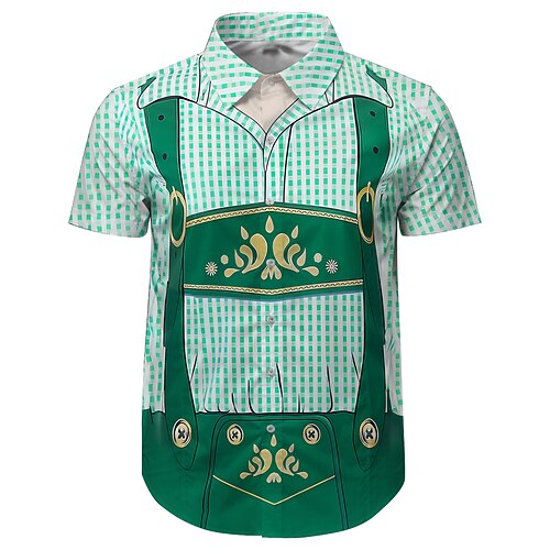 Oktoberfest Lederhosen-Print Hawaii-Hemden Aloha-Hemd Druck Grafik Für Herren Erwachsene Karneval Oktoberfestbier 3D-Druck Urlaub Party