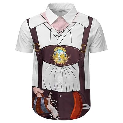 Oktoberfestbier Bluse / Hemd Lederhosen Bedruckt Grafik Für Herren Erwachsene Karneval Oktoberfestbier 3D-Druck Party Urlaub Image