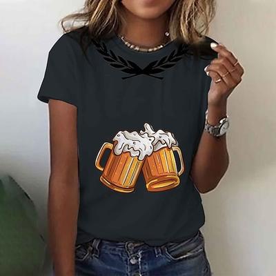 Bier Cosplay Kostüm T-Shirt-Ärmel Bedruckt Klassisch Streetstyle Für Damen Erwachsene Karneval Oktoberfestbier Heißprägen Party Casual Image