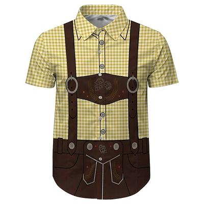 Oktoberfestbier Bluse / Hemd Lederhosen Bedruckt Grafik Für Herren Erwachsene Karneval Oktoberfestbier 3D-Druck Party Urlaub Image