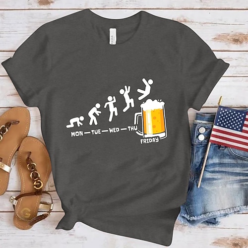 Cosplay Kostüm T-Shirt Druck Bier Bayerisch Deutsch T-Shirt Ärmel Klassisch Streetstyle für Damen Erwachsene Heißprägen für Karneval Oktoberfestbier Party Alltagstauglich Image